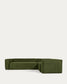 Divano ad angolo Blok 4 posti in velluto a coste spesse verde 320 x 230 cm / 230 x 320 cm