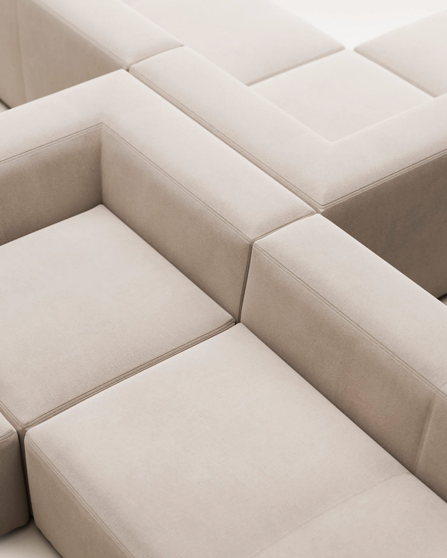 Divano ad angolo Blok 6 posti beige 320 x 320 cm