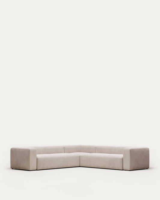 Divano ad angolo Blok 6 posti beige 320 x 320 cm