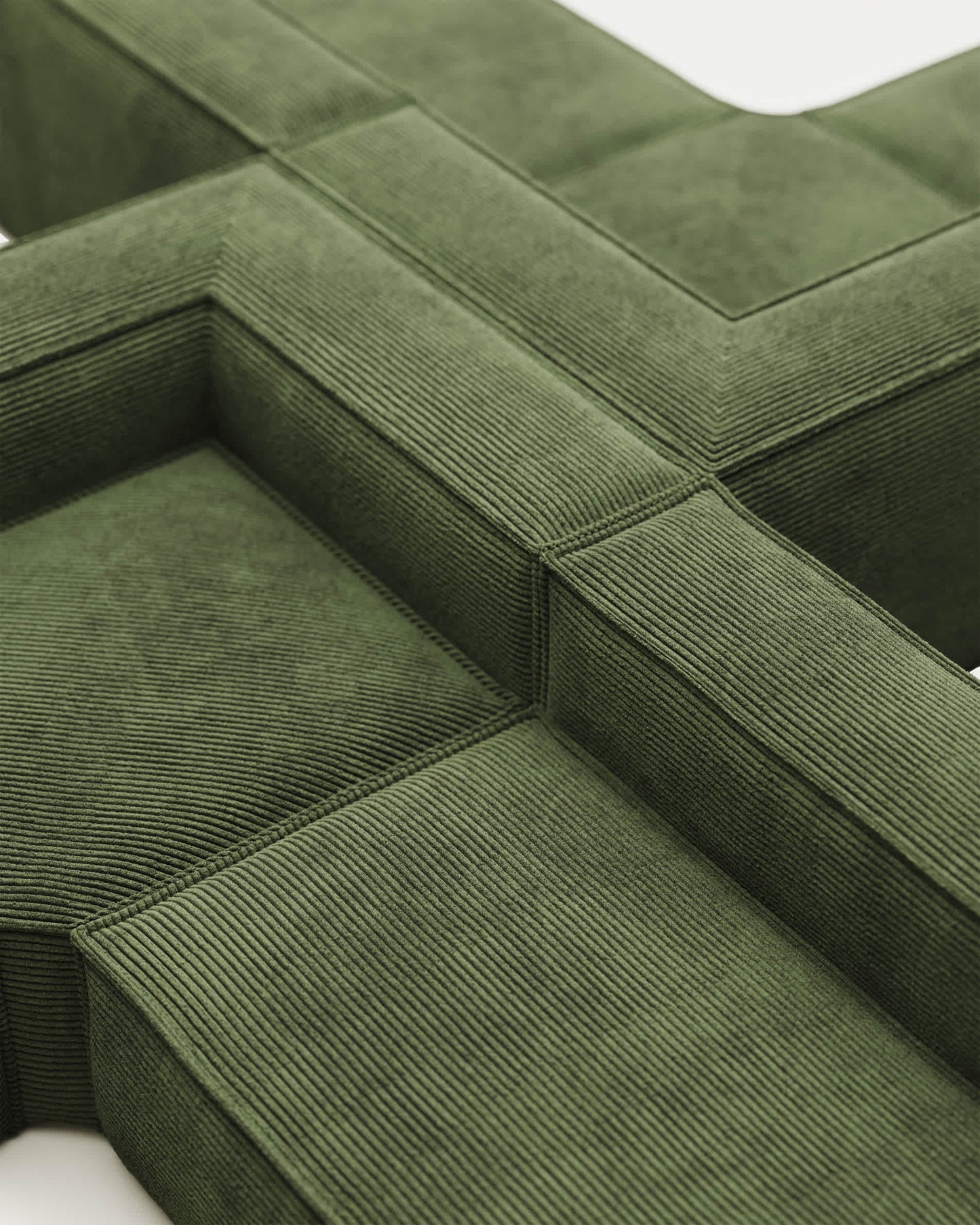 Divano ad angolo Blok 6 posti a coste spesso verde 320 x 320 cm