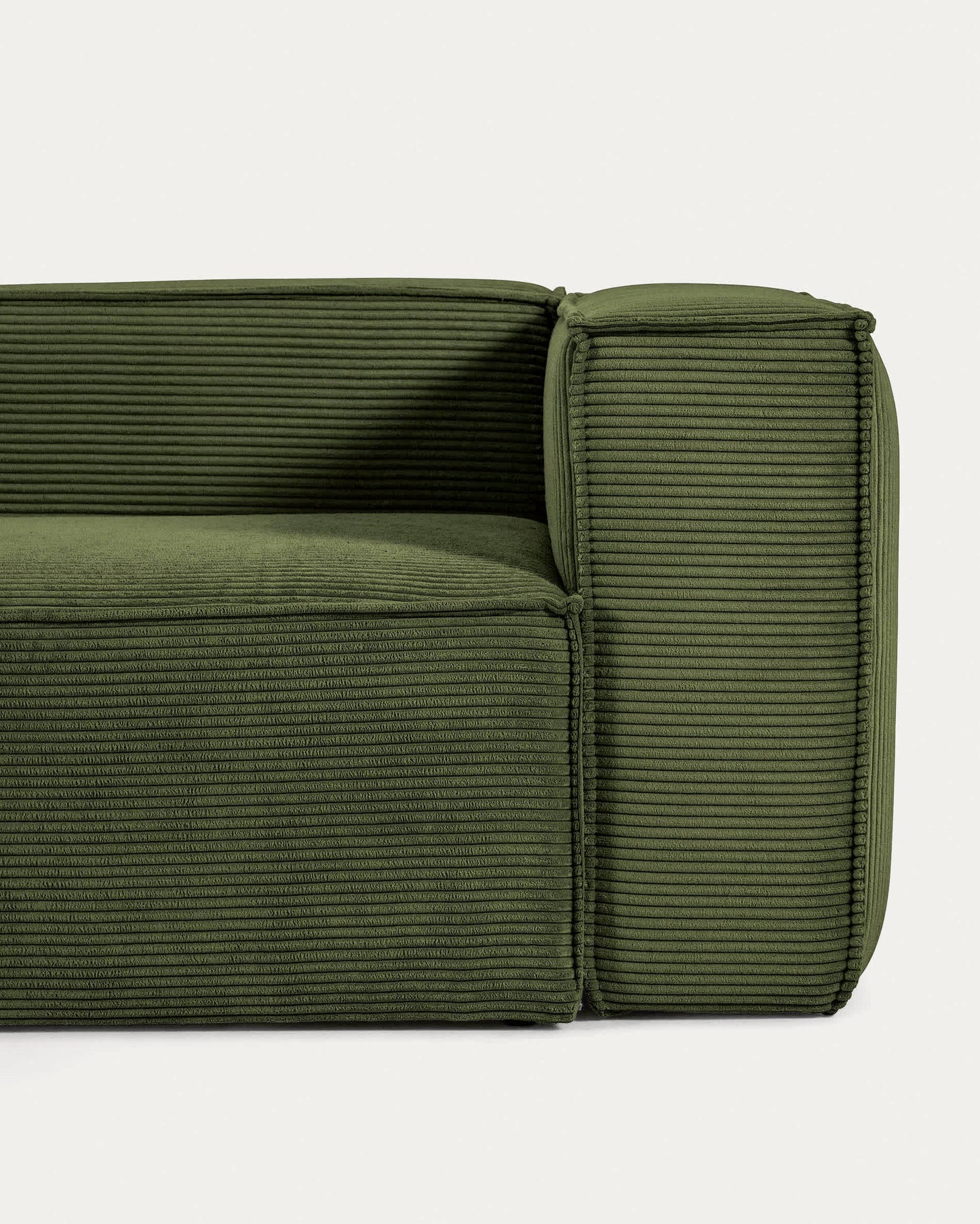Divano ad angolo Blok 6 posti a coste spesso verde 320 x 320 cm