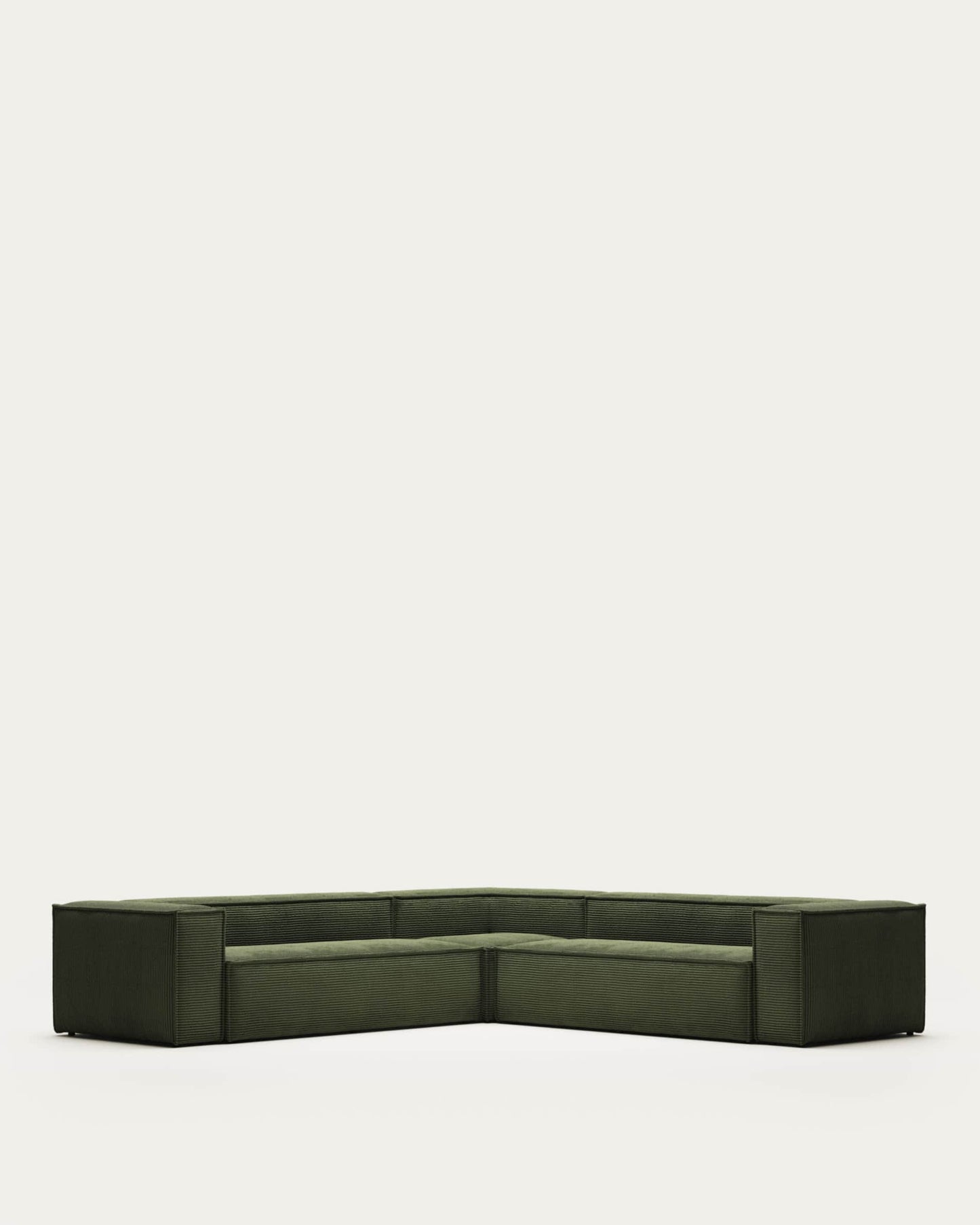 Divano ad angolo Blok 6 posti a coste spesso verde 320 x 320 cm