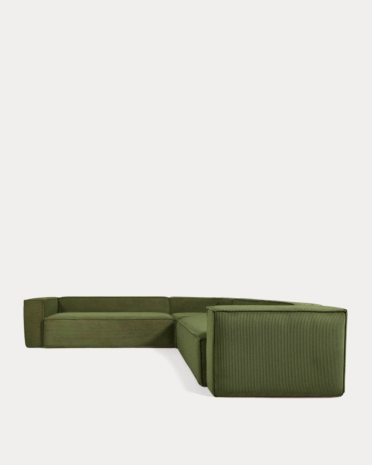 Divano ad angolo Blok 6 posti a coste spesso verde 320 x 320 cm