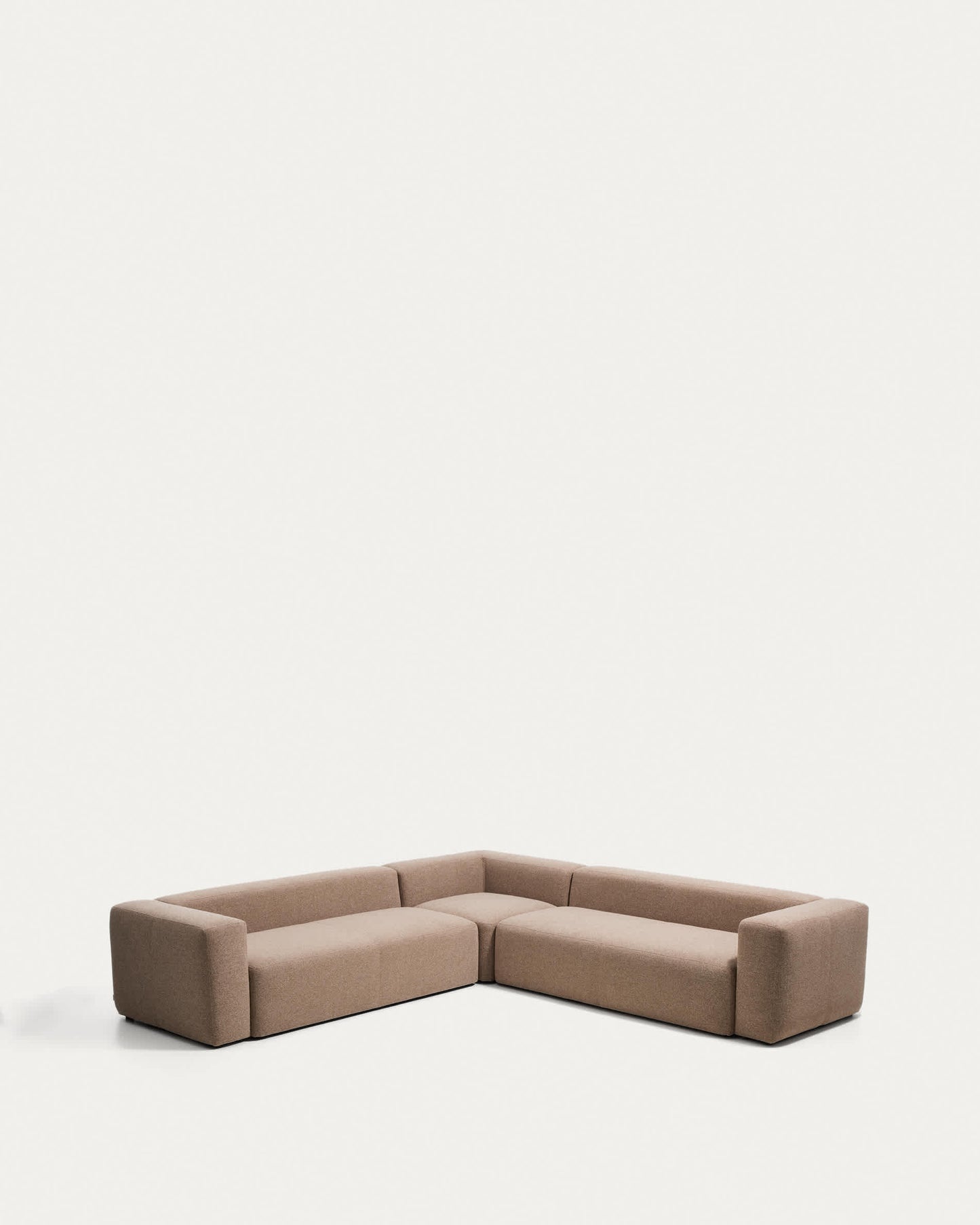 Divano ad angolo Blok 5 posti in ciniglia marrone 320 x 320 cm FSC Mix Credit