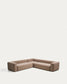 Divano ad angolo Blok 5 posti in ciniglia marrone 320 x 320 cm FSC Mix Credit