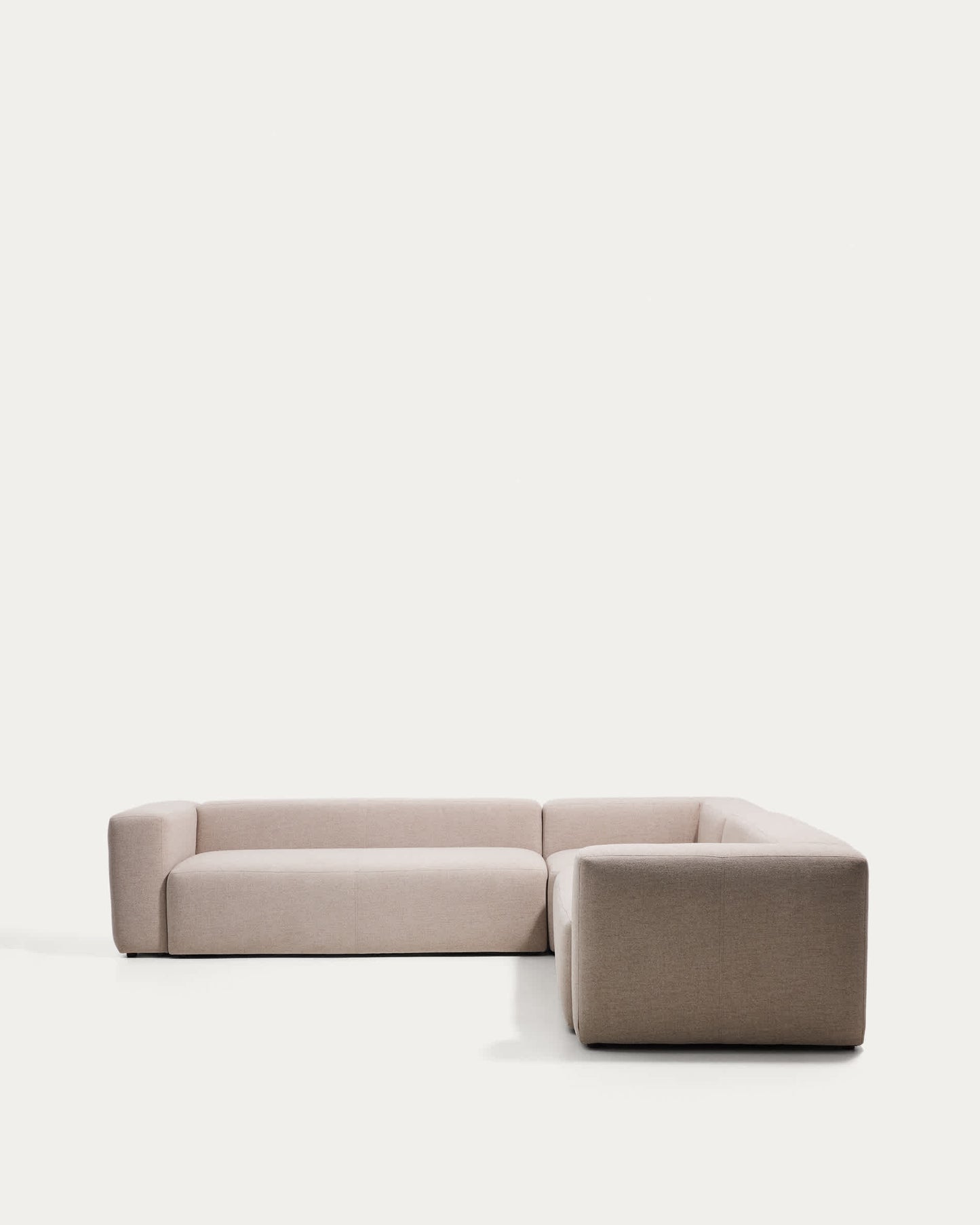 Divano ad angolo Blok 5 posti in ciniglia beige 320 x 320 cm FSC Mix Credit