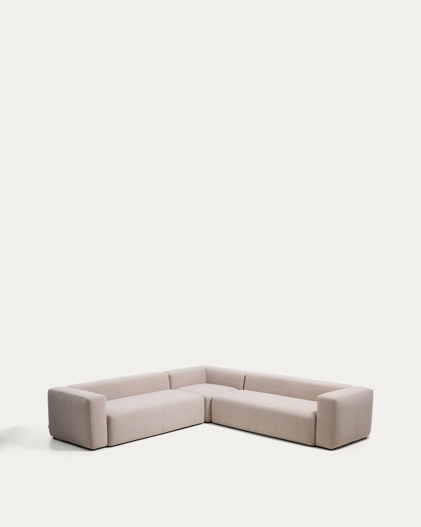 Divano ad angolo Blok 5 posti in ciniglia beige 320 x 320 cm FSC Mix Credit