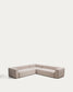 Divano ad angolo Blok 5 posti in ciniglia beige 320 x 320 cm FSC Mix Credit