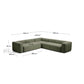 Divano ad angolo Blok 5 posti in ciniglia verde muschio 320 x 320 cm FSC Mix Credit