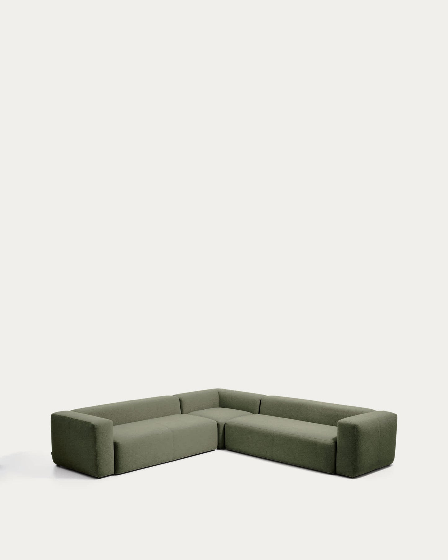 Divano ad angolo Blok 5 posti in ciniglia verde muschio 320 x 320 cm FSC Mix Credit