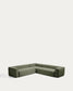 Divano ad angolo Blok 5 posti in ciniglia verde muschio 320 x 320 cm FSC Mix Credit