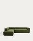 Divano ad angolo Blok 5 posti con terminale sinistro in velluto a coste spesso verde 255 x 320 cm FSC Mix Credit