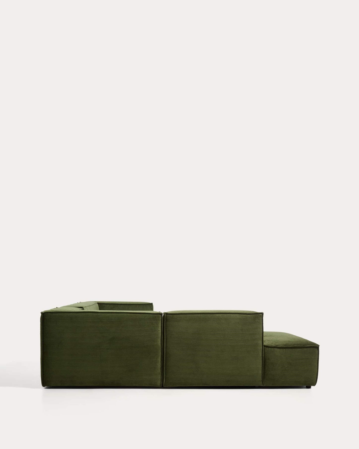 Divano ad angolo Blok 5 posti con terminale sinistro in velluto a coste spesso verde 255 x 320 cm FSC Mix Credit