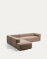 Divano ad angolo Blok 5 posti con terminale sinistro in ciniglia marrone 255 x 320 cm FSC Mix Credit