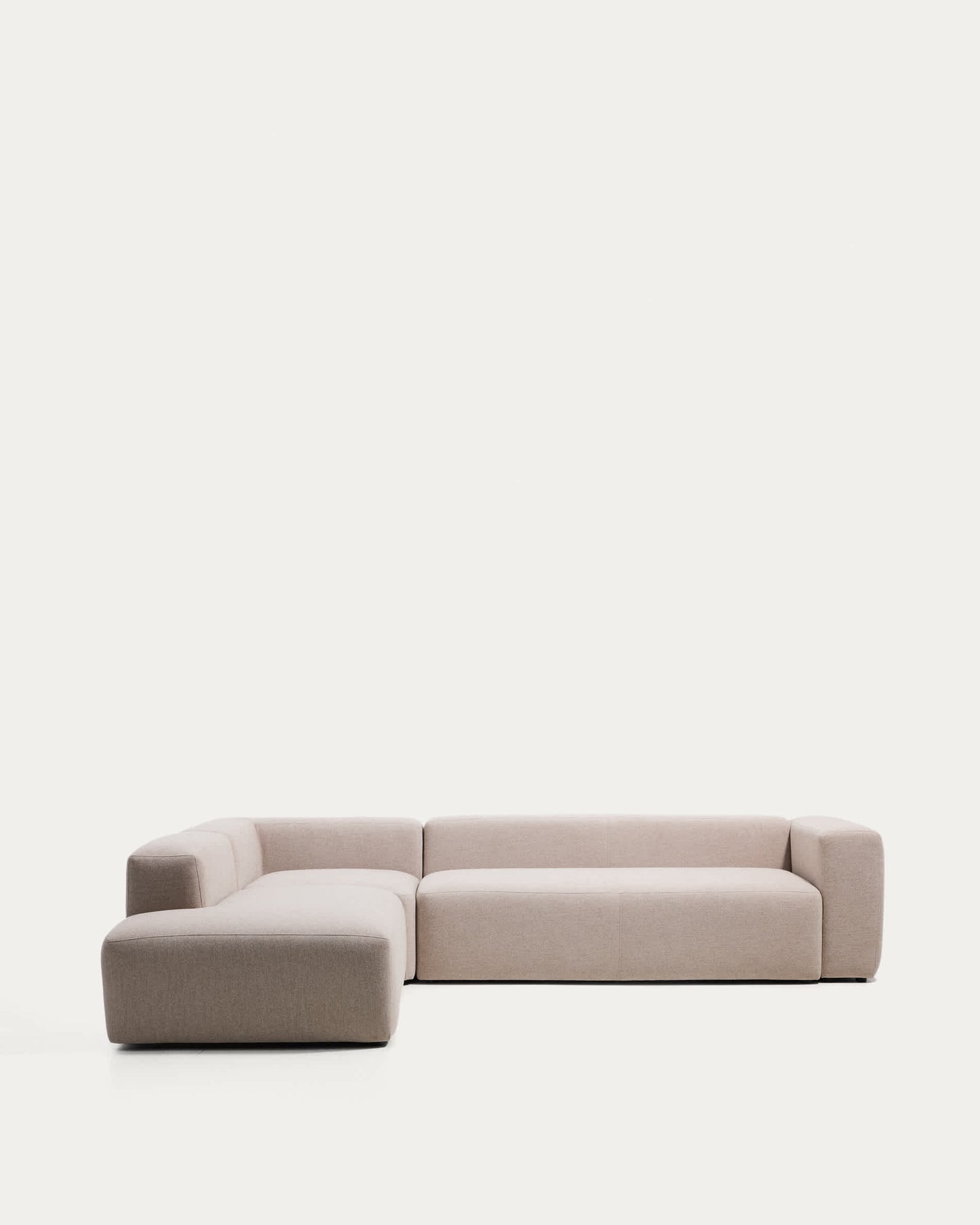 Divano ad angolo Blok 5 posti con terminale sinistro in ciniglia beige 255 x 320 cm FSC Mix Credit