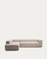 Divano ad angolo Blok 5 posti con terminale sinistro in ciniglia beige 255 x 320 cm FSC Mix Credit
