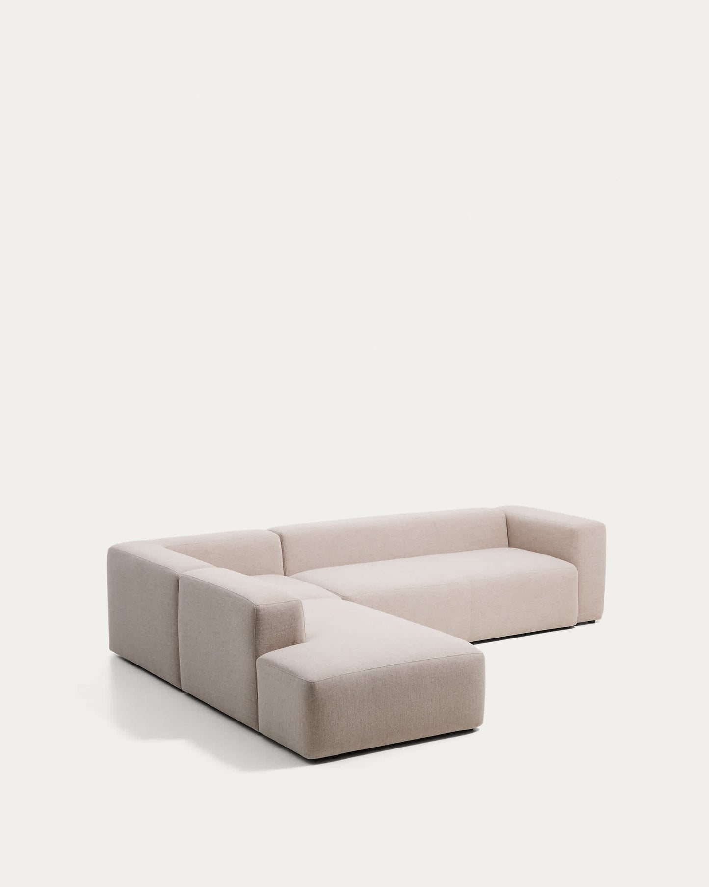 Divano ad angolo Blok 5 posti con terminale sinistro in ciniglia beige 255 x 320 cm FSC Mix Credit