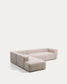 Divano ad angolo Blok 5 posti con terminale sinistro in ciniglia beige 255 x 320 cm FSC Mix Credit