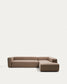 Divano ad angolo Blok 5 posti con terminale destro in ciniglia marrone 320 x 255 cm FSC Mix Credit