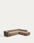 Divano ad angolo Blok 5 posti con terminale destro in ciniglia marrone 320 x 255 cm FSC Mix Credit