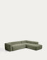 Divano ad angolo Blok 5 posti con terminale destro in ciniglia verde muschio 320 x 255 cm FSC Mix Credit