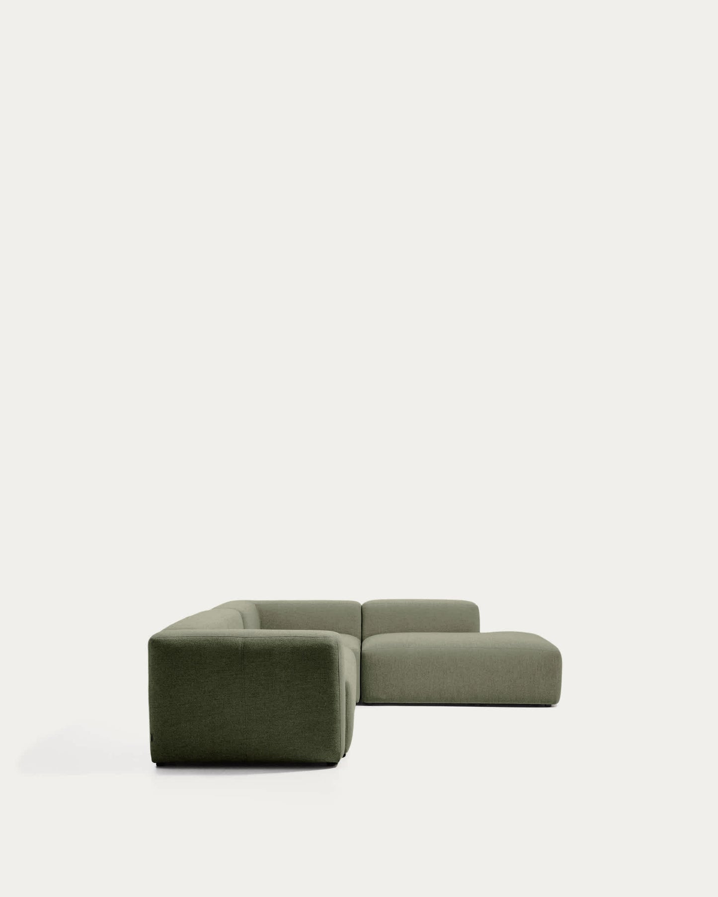 Divano ad angolo Blok 5 posti con terminale destro in ciniglia verde muschio 320 x 255 cm FSC Mix Credit