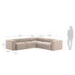 Divano ad angolo Blok 5 posti in ciniglia rosa 320 x 290 cm/290 x 320 cm