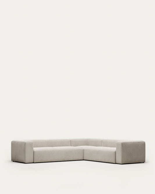 Divano ad angolo Blok 5 posti in ciniglia rosa 320 x 290 cm/290 x 320 cm