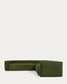 Divano ad angolo Blok 5 posti in velluto a coste spesso verde 320 x 290 cm/290 x 320 cm