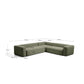 Divano ad angolo Blok 5 posti in ciniglia verde muschio 320 x 290 cm / 290 x 320 cm FSC Mix Credit