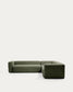 Divano ad angolo Blok 5 posti in ciniglia verde muschio 320 x 290 cm / 290 x 320 cm FSC Mix Credit