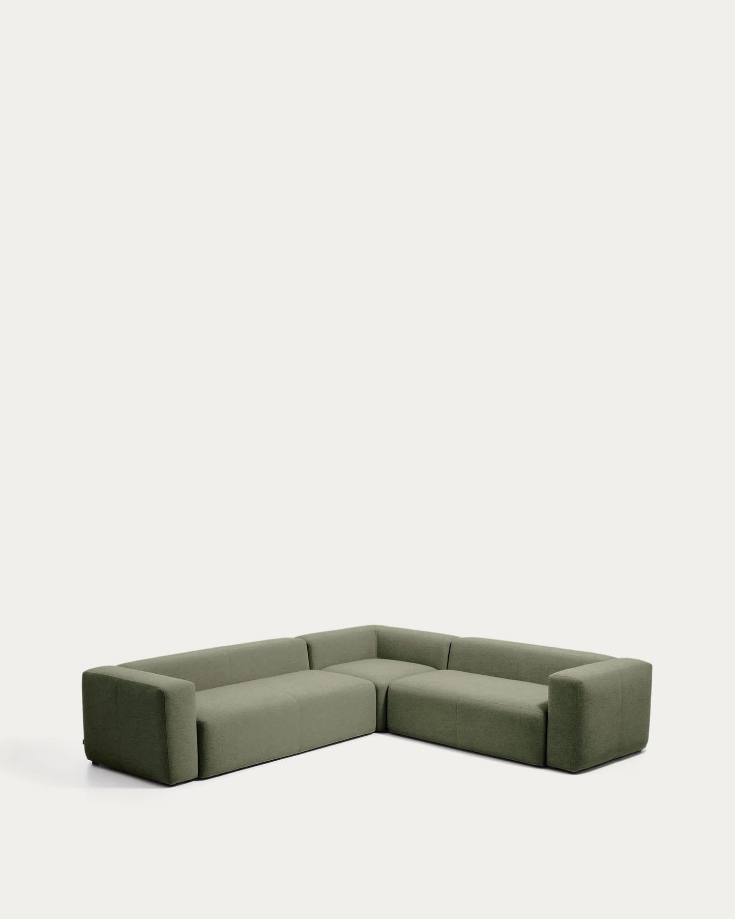 Divano ad angolo Blok 5 posti in ciniglia verde muschio 320 x 290 cm / 290 x 320 cm FSC Mix Credit