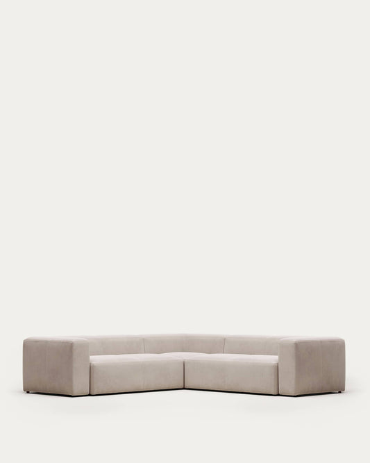 Divano ad angolo Blok 4 posti beige 290 x 290 cm