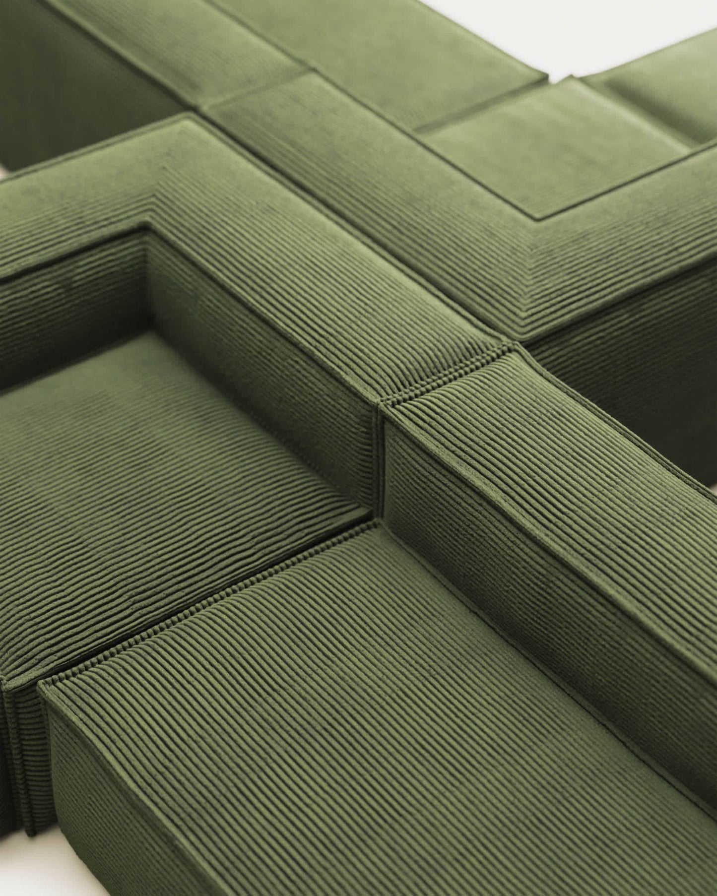 Divano ad angolo Blok 4 posti a coste spesso verde 290 x 290 cm