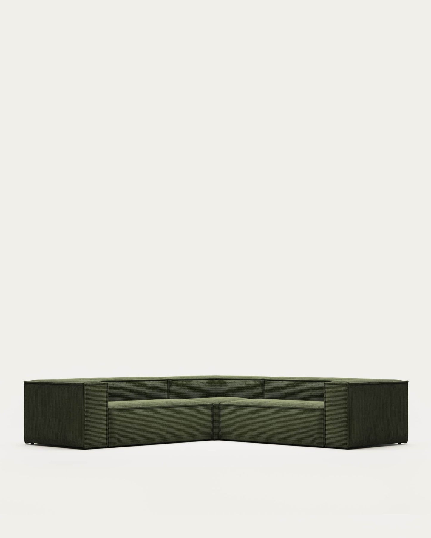 Divano ad angolo Blok 4 posti a coste spesso verde 290 x 290 cm