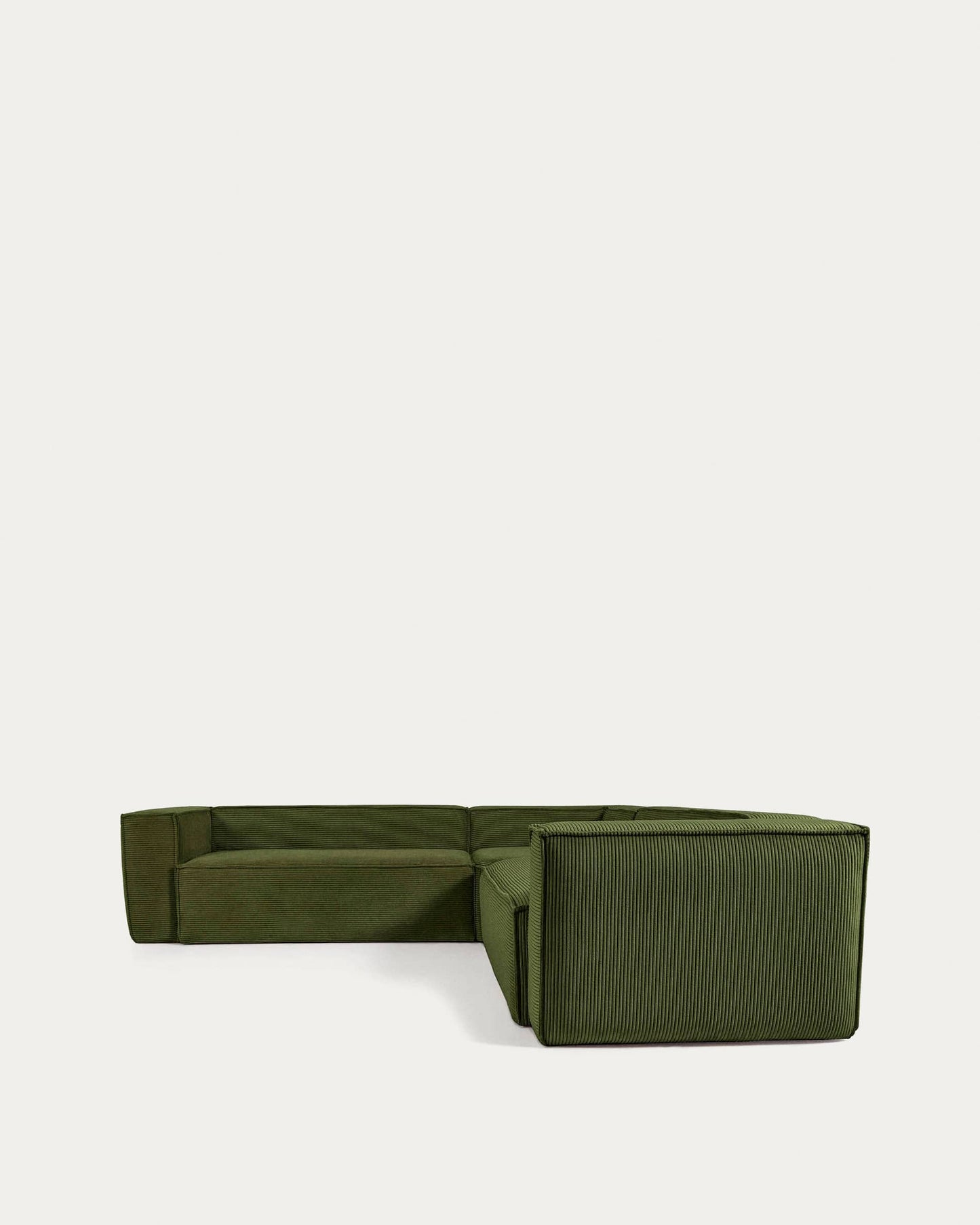 Divano ad angolo Blok 4 posti a coste spesso verde 290 x 290 cm