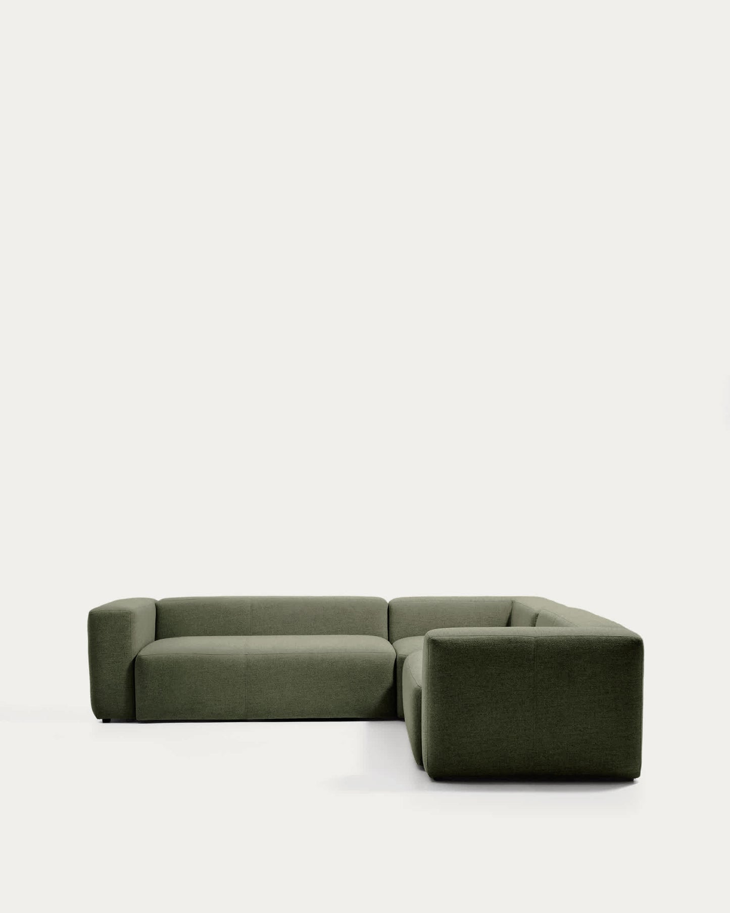 Divano ad angolo Blok 4 posti in ciniglia verde muschio 290 x 290 cm FSC Mix Credit