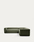 Divano ad angolo Blok 4 posti in ciniglia verde muschio 290 x 290 cm FSC Mix Credit