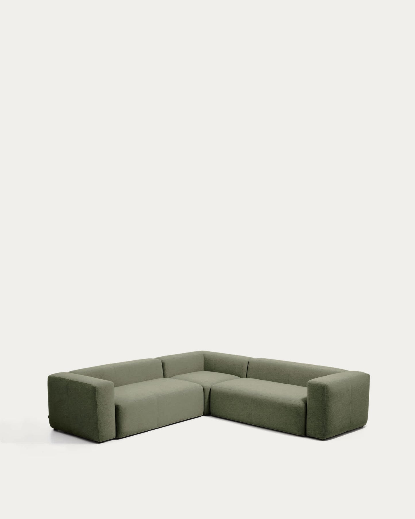 Divano ad angolo Blok 4 posti in ciniglia verde muschio 290 x 290 cm FSC Mix Credit