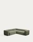 Divano ad angolo Blok 4 posti in ciniglia verde muschio 290 x 290 cm FSC Mix Credit