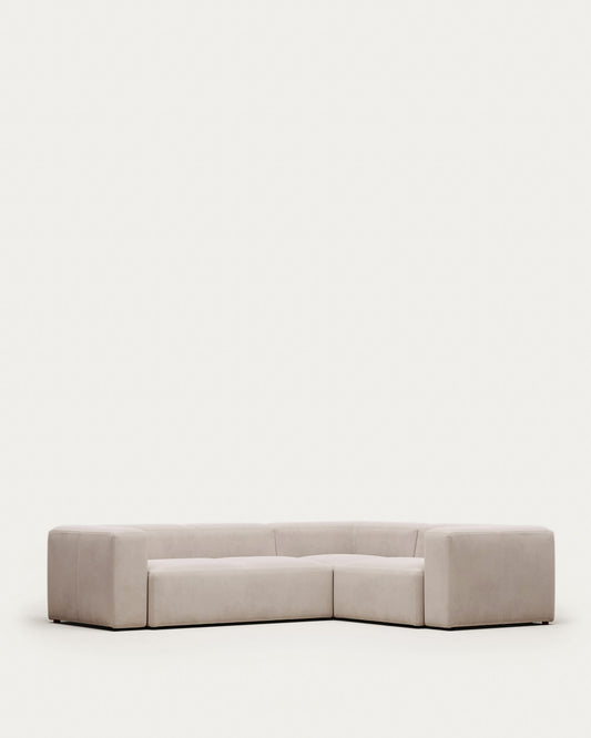 Divano ad angolo Blok 3 posti beige 290 x 230 cm