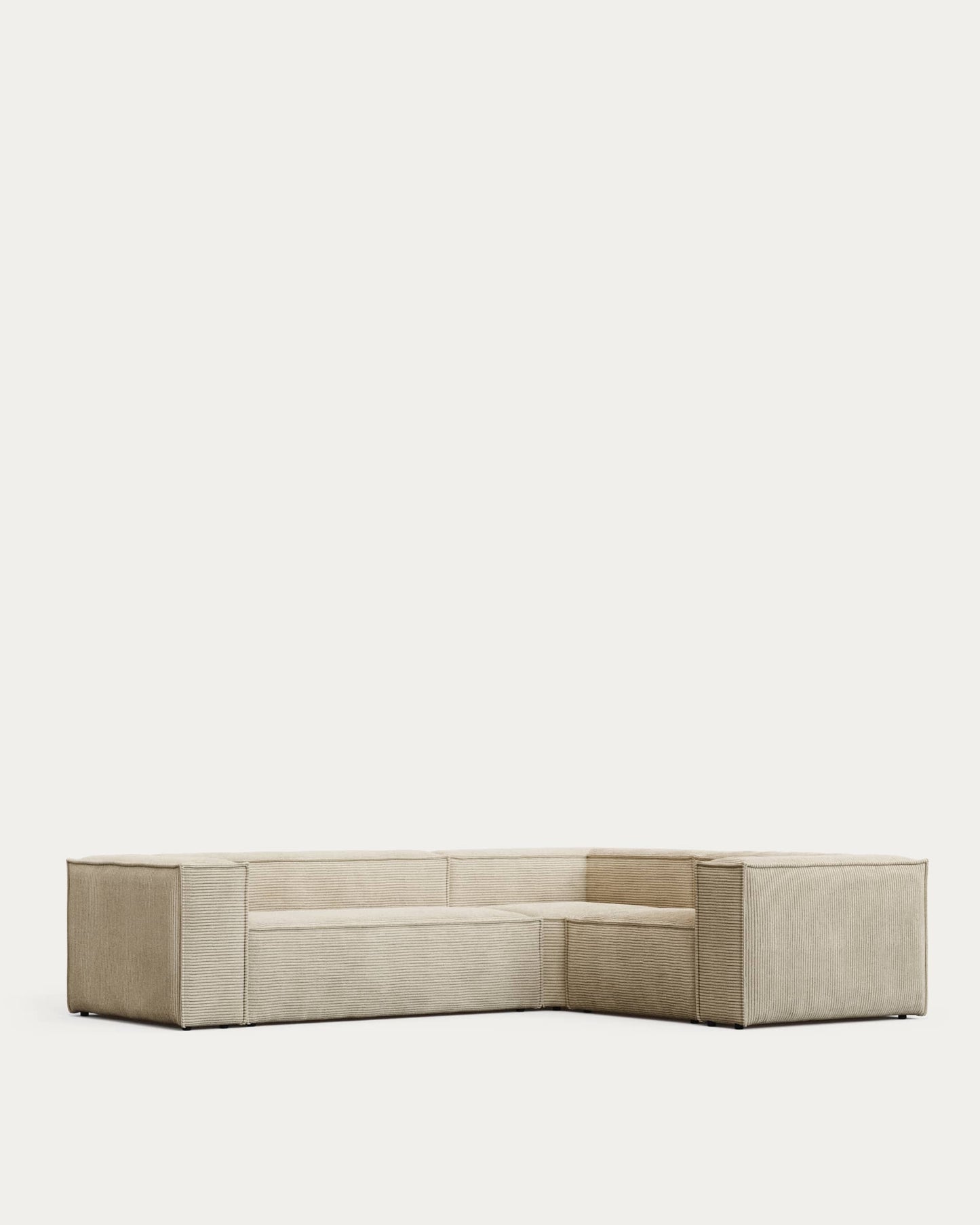 Divano ad angolo Blok 3 posti ignifugo in velluto a coste spesso écru 290 x 230 cm/230 x 290 cm FSC Mix Credit