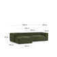 Divano Blok 3 posti chaise longue sinistra in velluto a coste spesse verde 300 cm