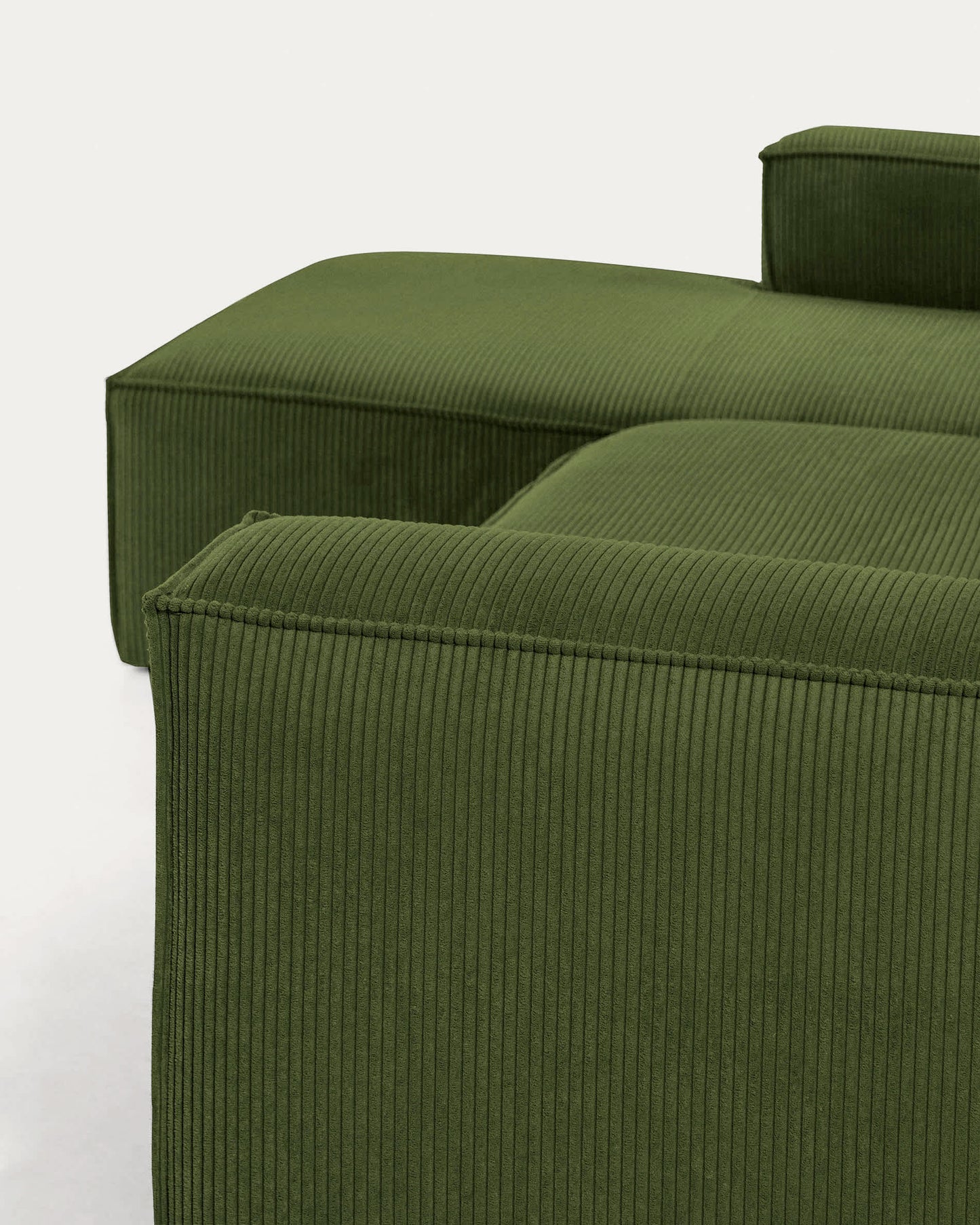 Divano Blok 3 posti chaise longue sinistra in velluto a coste spesse verde 300 cm
