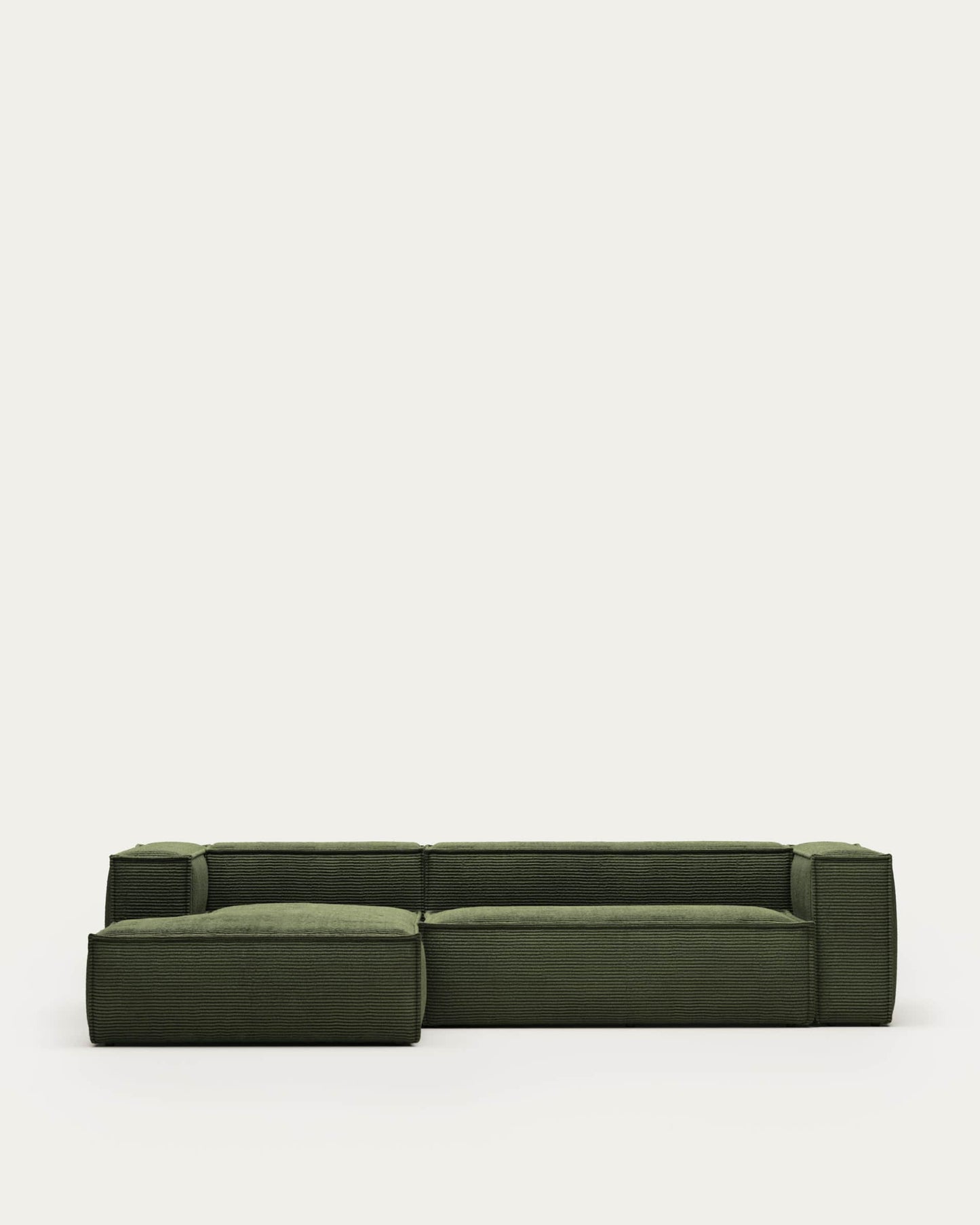 Divano Blok 3 posti chaise longue sinistra in velluto a coste spesse verde 300 cm