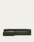 Divano Blok 3 posti chaise longue sinistra in velluto a coste spesse verde 300 cm