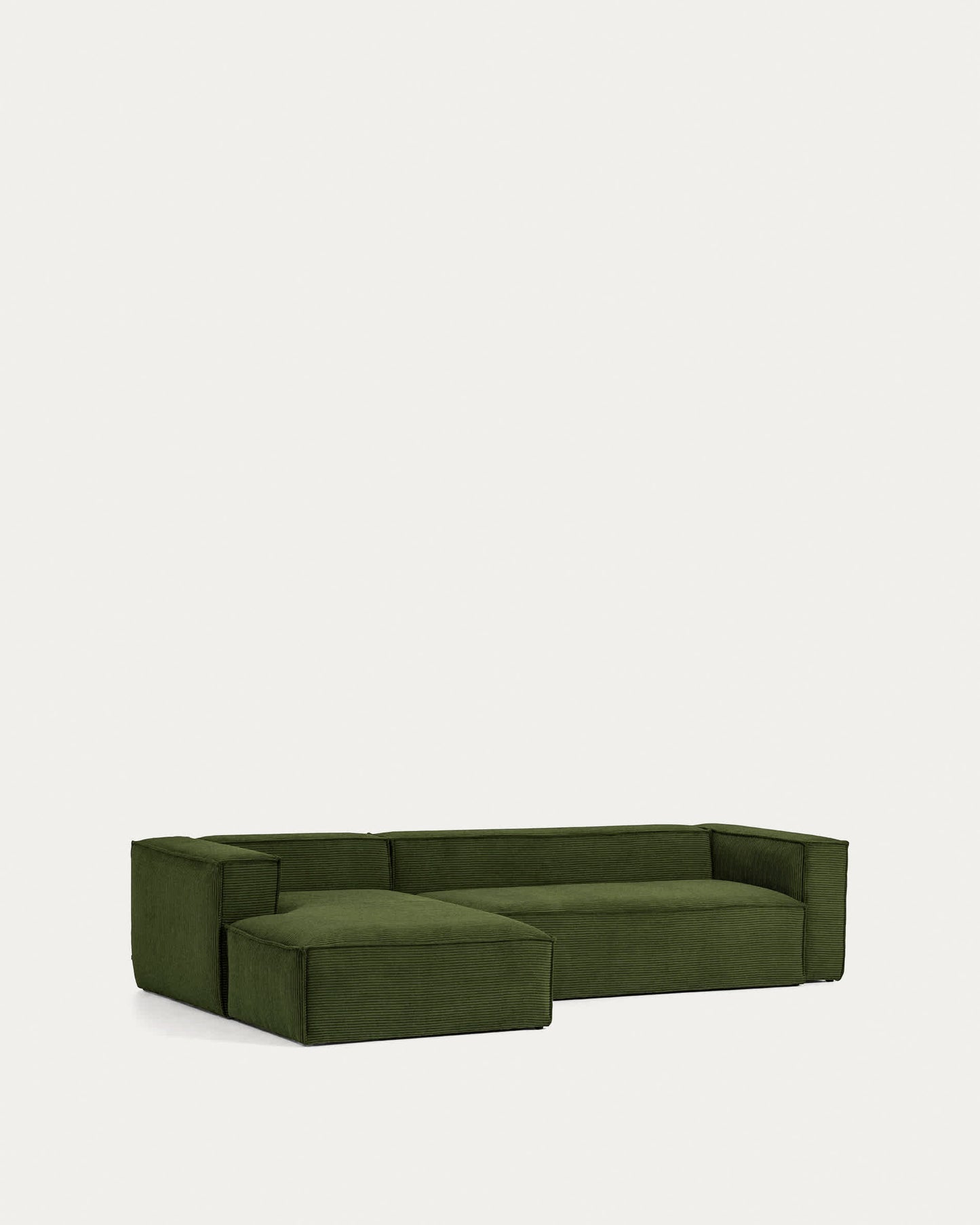 Divano Blok 3 posti chaise longue sinistra in velluto a coste spesse verde 300 cm
