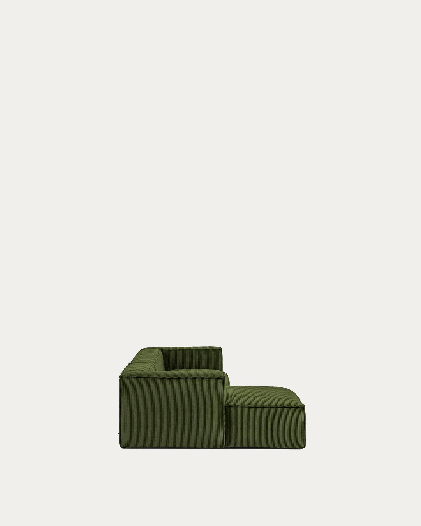Divano Blok 3 posti chaise longue sinistra in velluto a coste spesse verde 300 cm