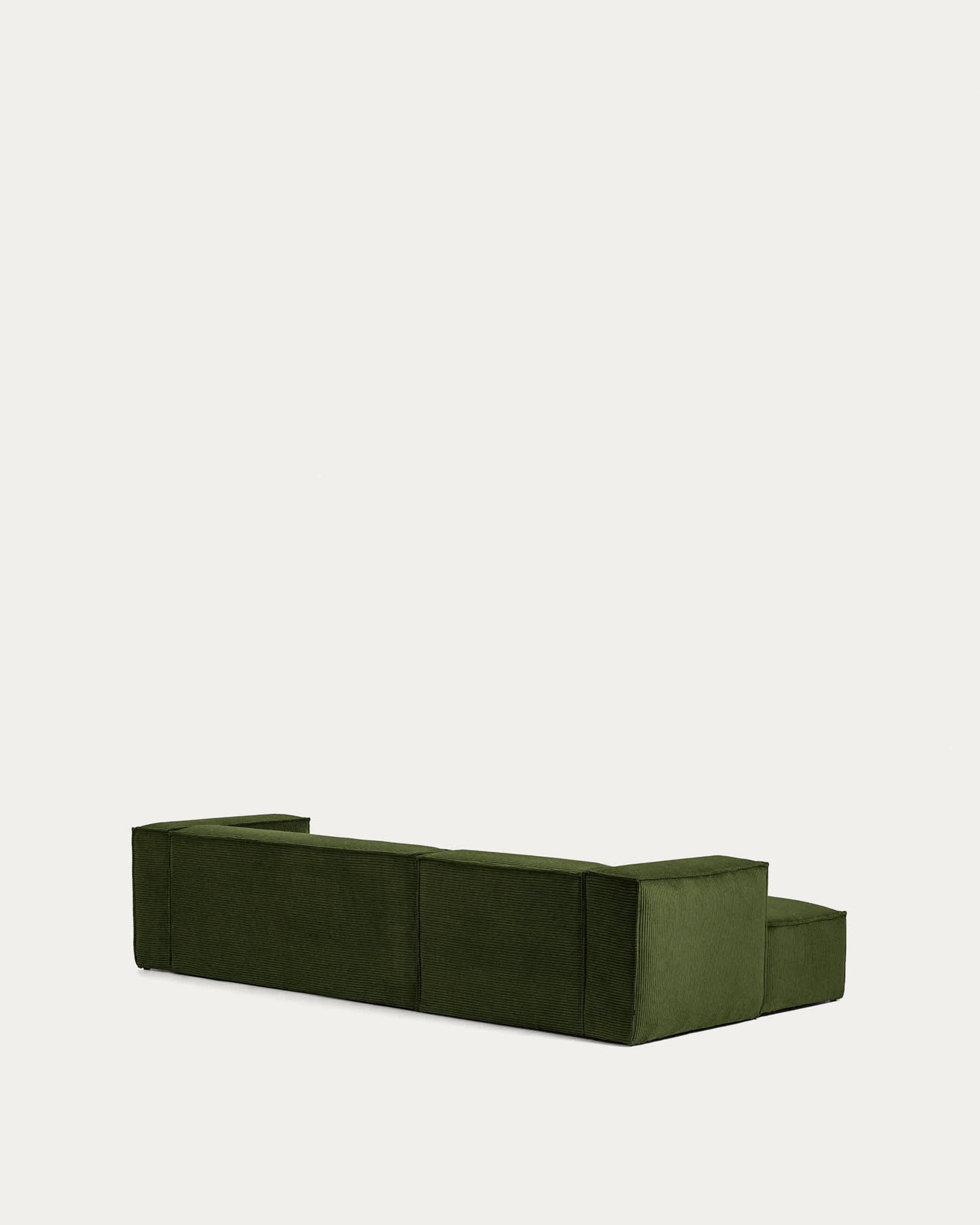 Divano Blok 3 posti chaise longue sinistra in velluto a coste spesse verde 300 cm