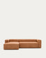 Divano Blok in pelle marrone a 3 posti con chaise longue a sinistra 300 cm